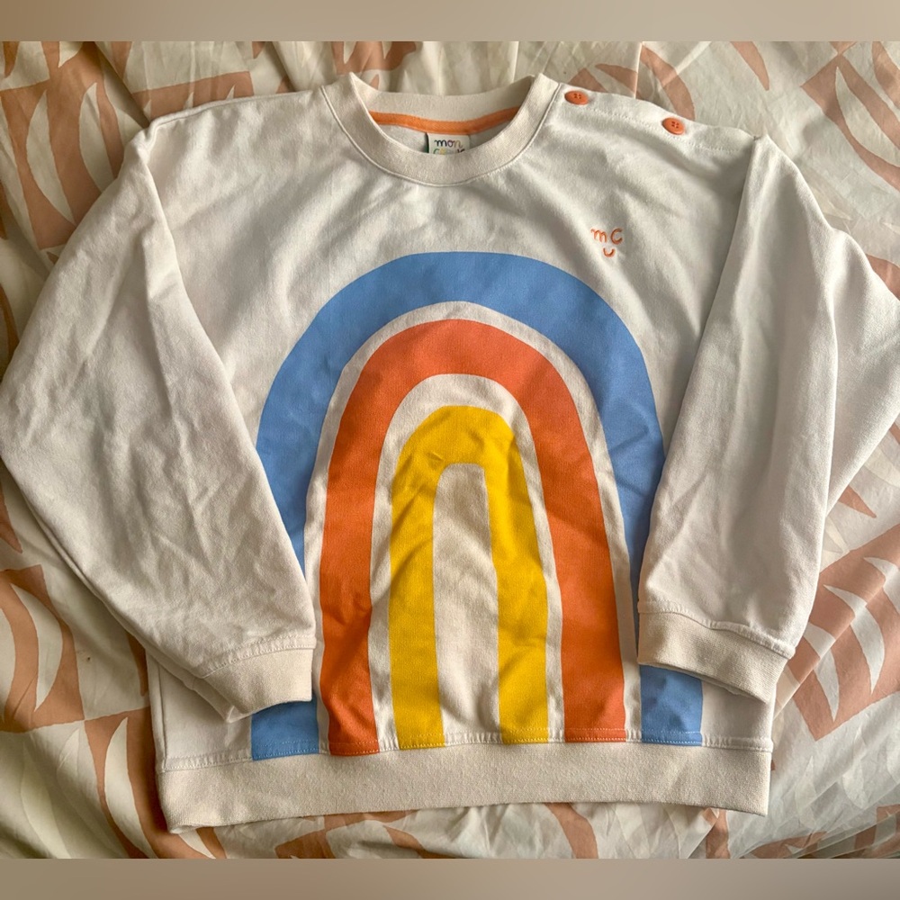 Mon Coeur Kids Cream Sweatshirt with Rainbow Print